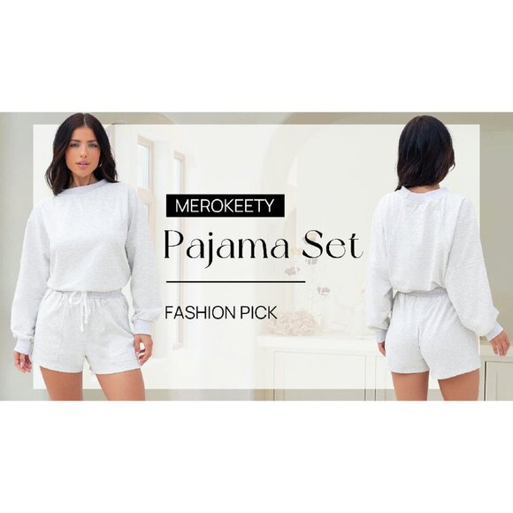 Oversized Batwing Sleeve Lounge Set Soft Fabric Sweatsuit Top Shorts - Picture 8 of 8